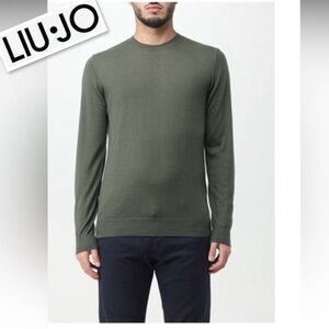 Liu Jo Men's Sweater Size L Winter Pullover Green Cotton Size L